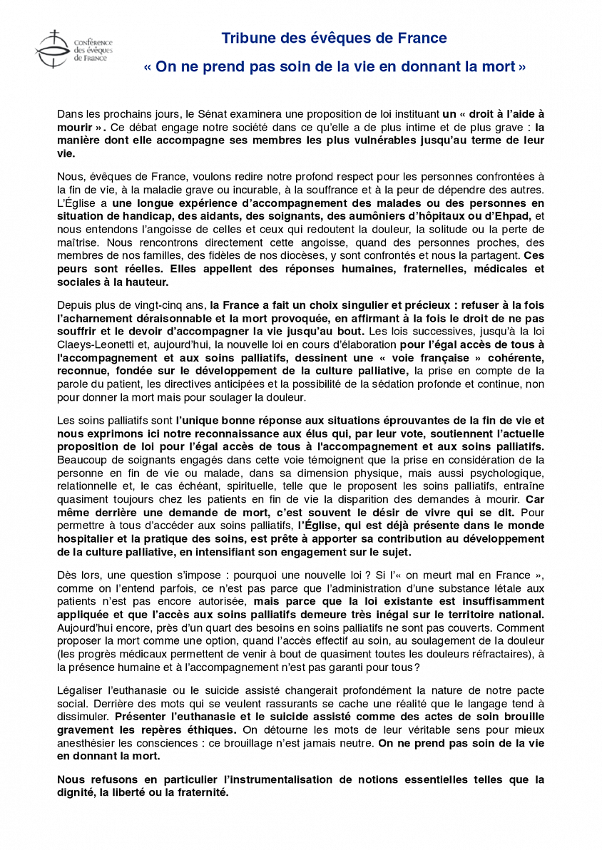 Tribune des évêques de France 