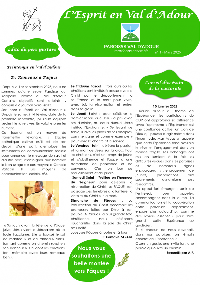 Journal paroissial paroisse Val d'Adour