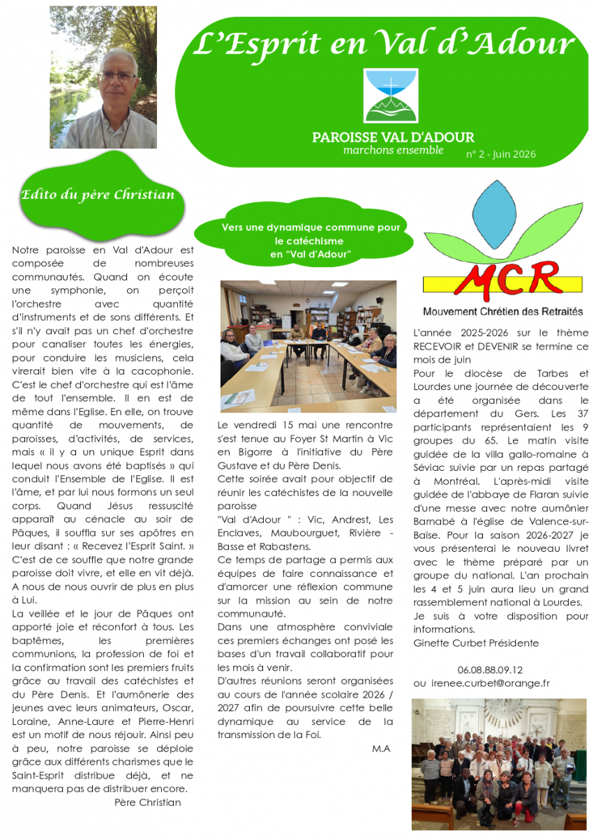 Journal paroissial paroisse Notre Dame en Val d'Adour