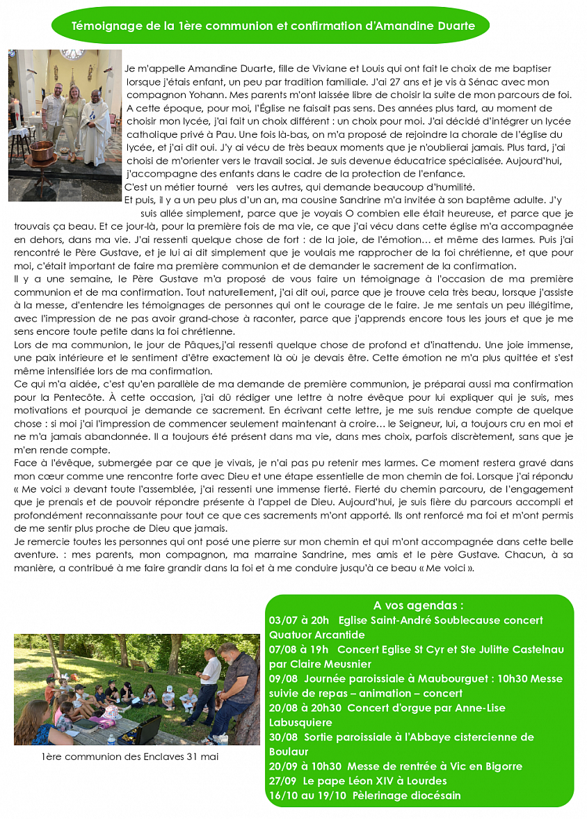Journal paroissial paroisse Notre Dame en Val d'Adour