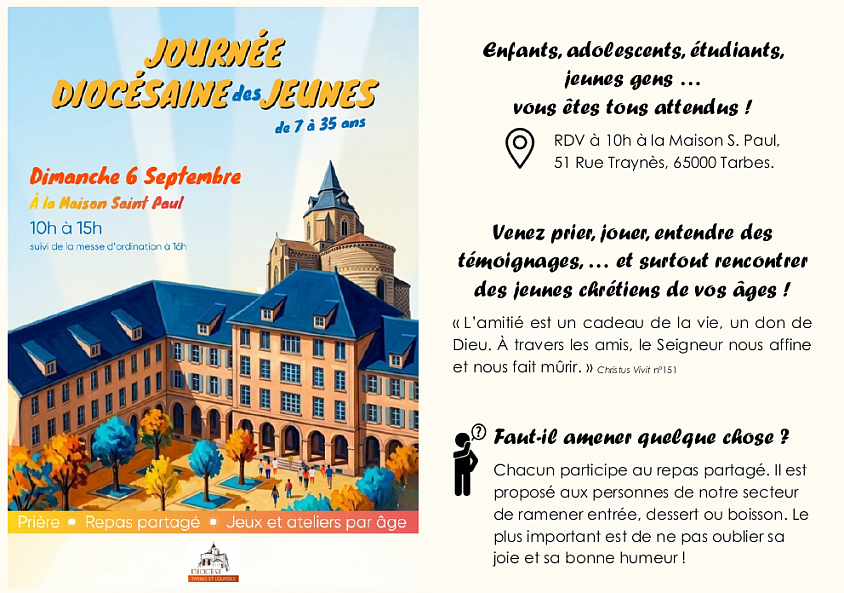 Journée diocésaine des jeunes maison st paul Tarbes 6 septembre 2026
